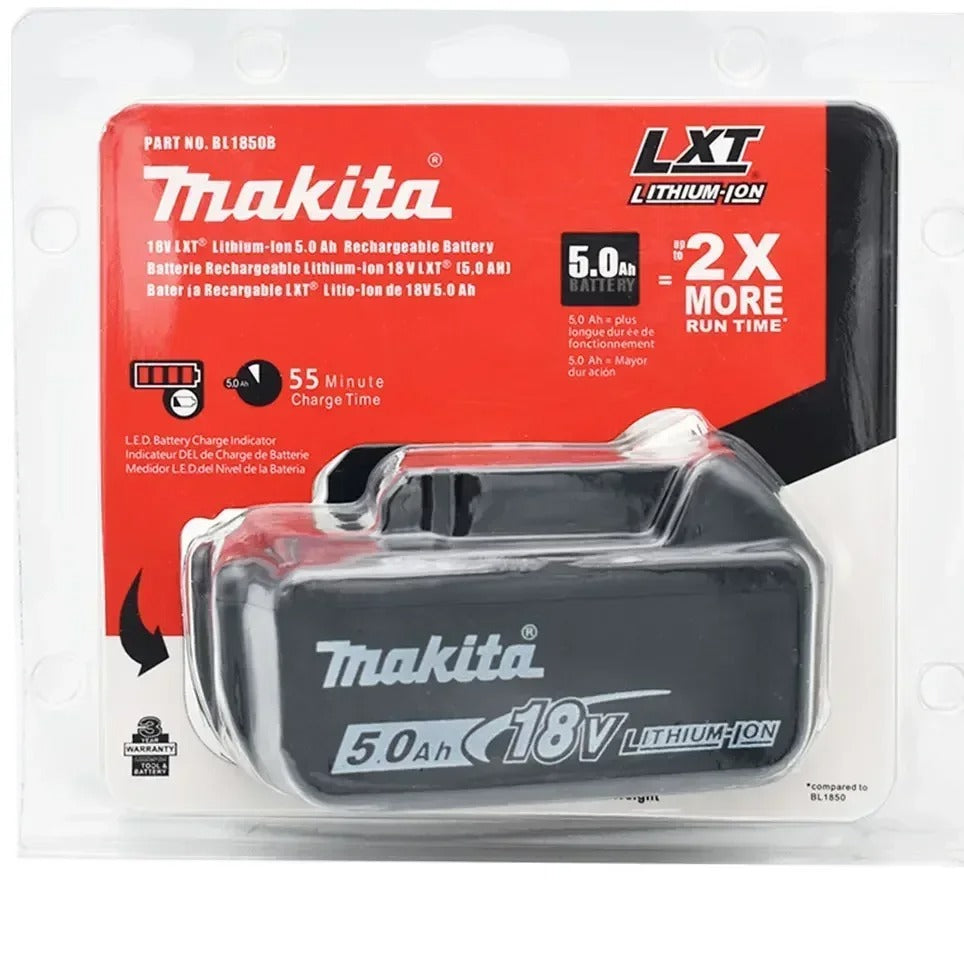 Makita 18V 5.0Ah Lithium-Ion Battery 2-Pack – High-Capacity Power for LXT Tools  (BL1860B, BL1860, BL1850)