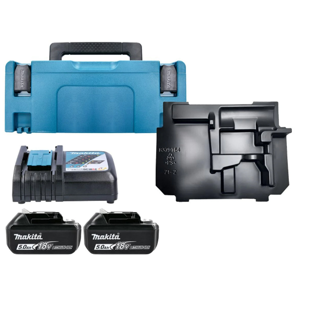 Makita BL1850 18V 5.0Ah Battery (2-Pack) + DC18RC Charger & MAKPAC Carry Case